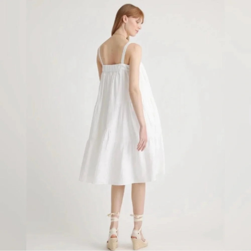 Classic White Tiered Midi Dress - Picture 2 of 5